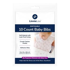 LinnieLou Disposable Baby Bibs - 10 Count
